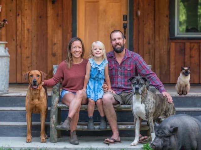 A family photo on a porch