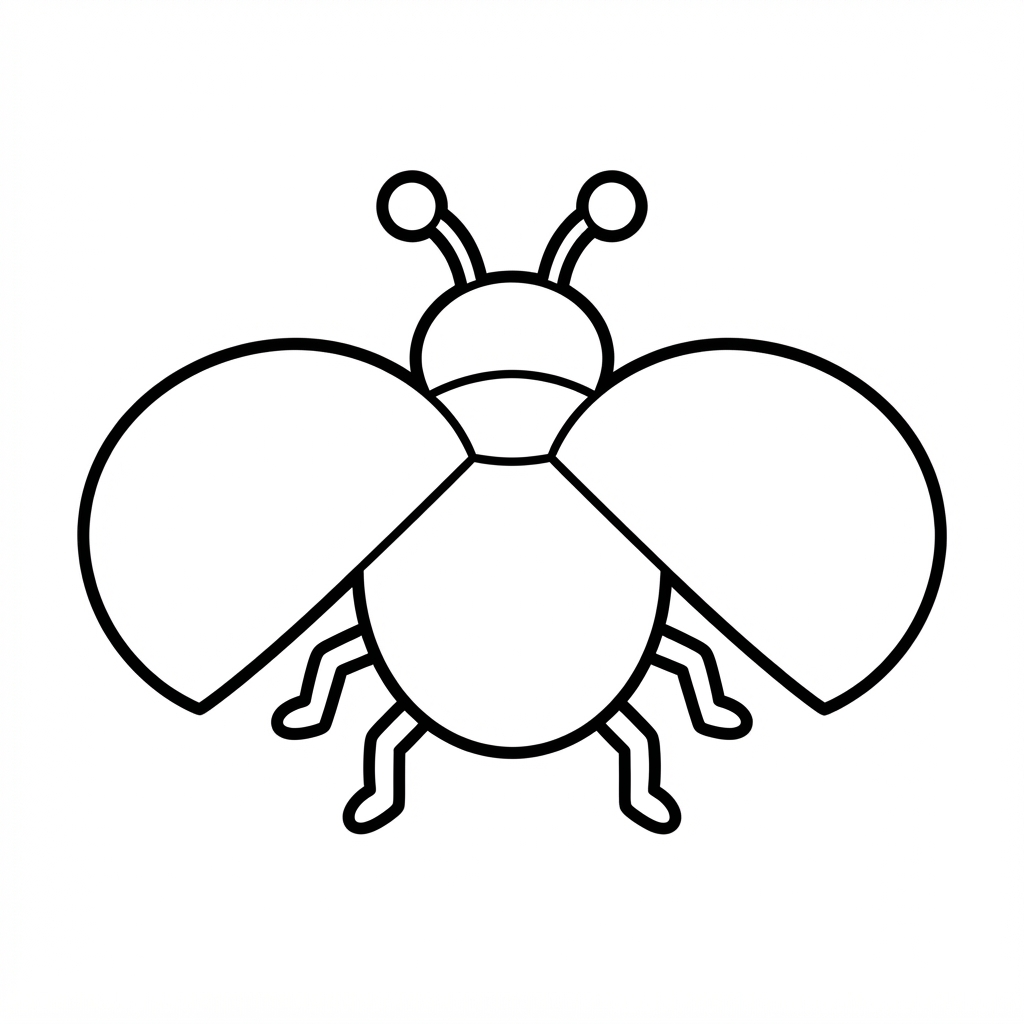 Easy Ladybug Coloring Page — With Open Wings