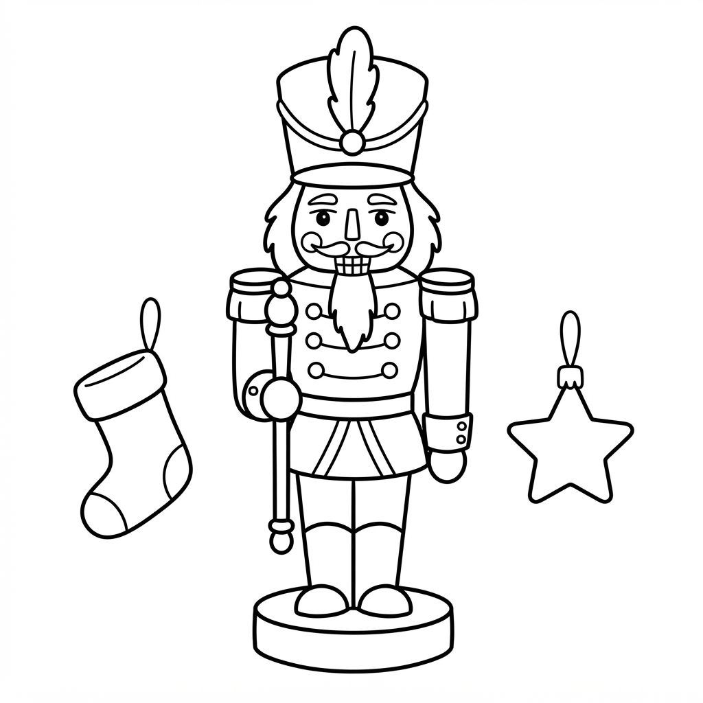 Nutcracker Coloring Page — Hanging Christmas Ornament