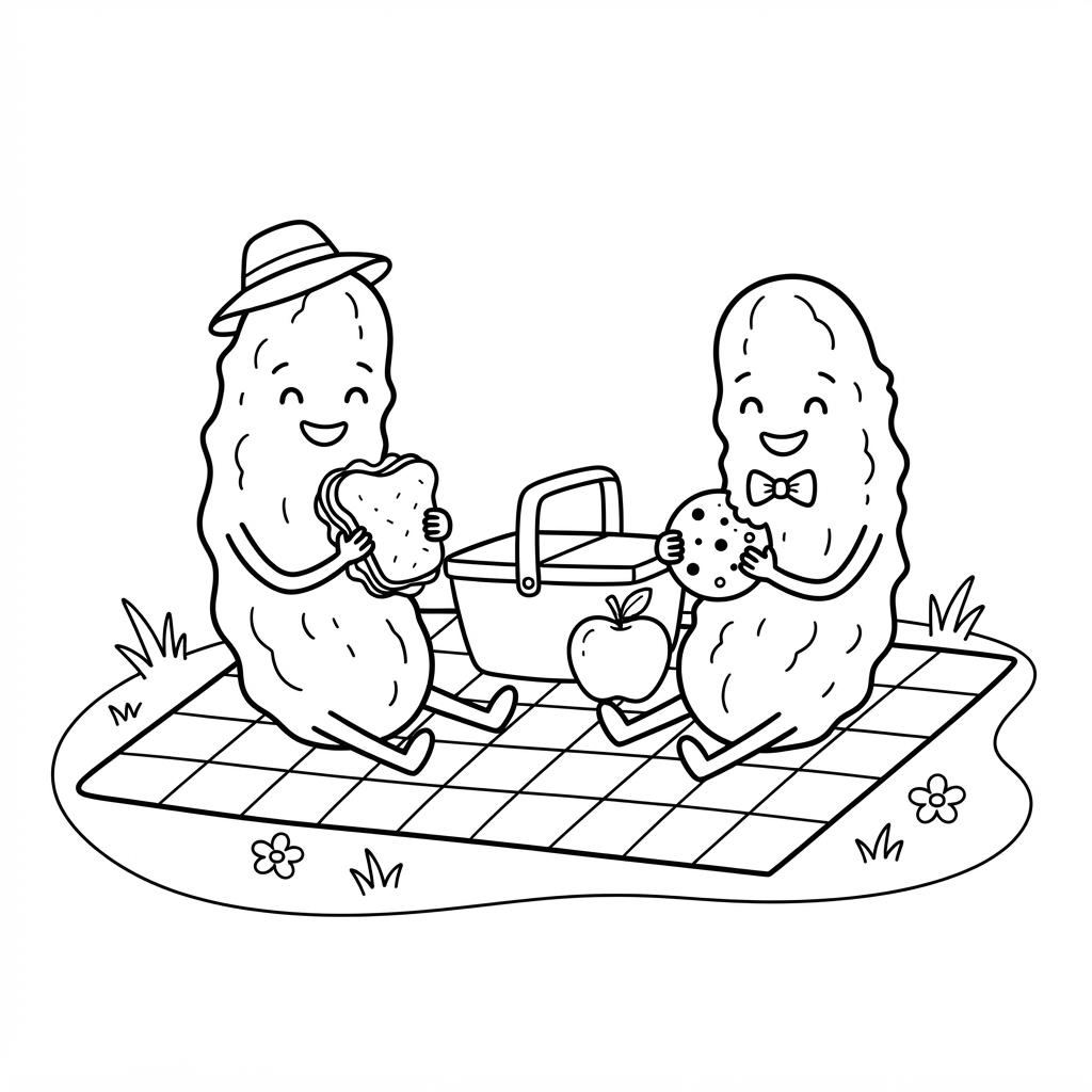 Pickle Coloring Page — Having a Picnic in the Grass