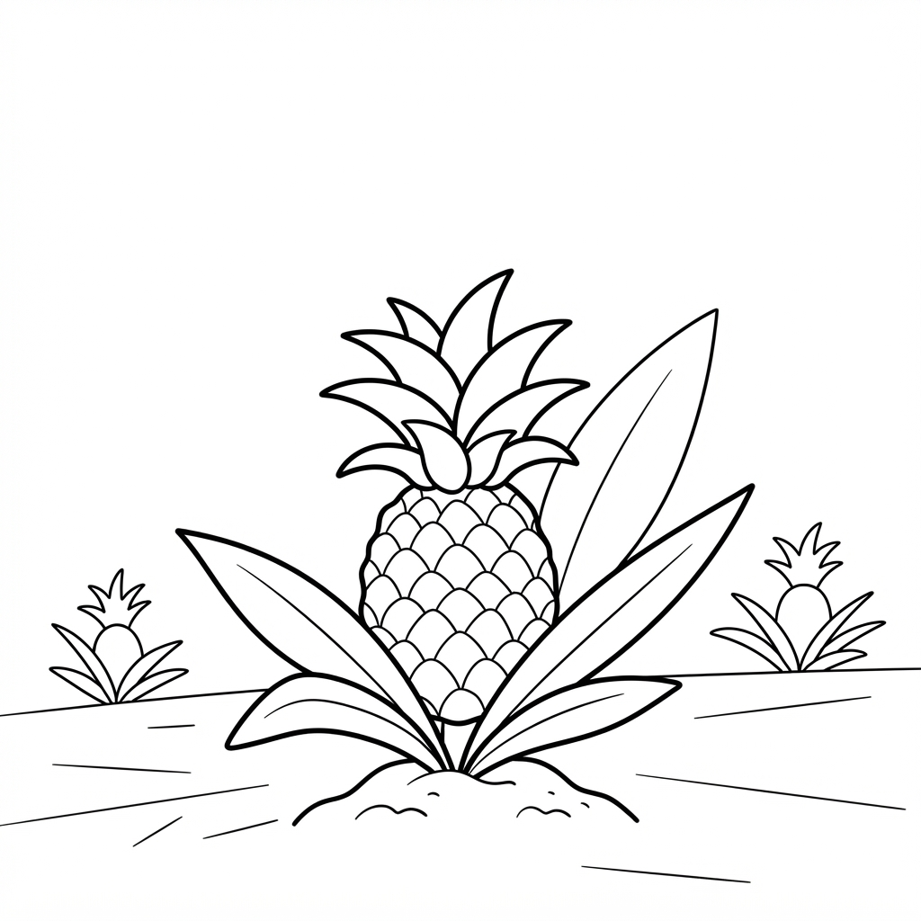 Pineapple Coloring Page — Growing in a Field