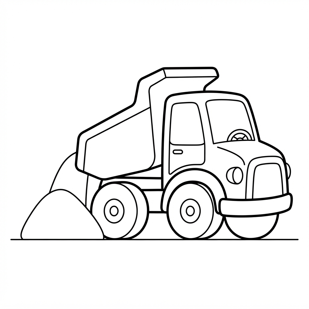Easy Construction Coloring Page — Carrying Sand and Piles