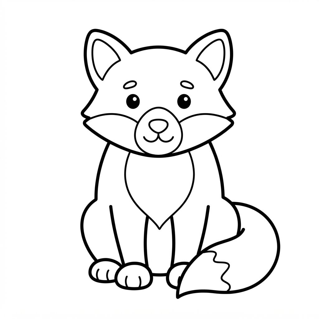 Easy Winter Animal Coloring Page — Cute Sitting Fox