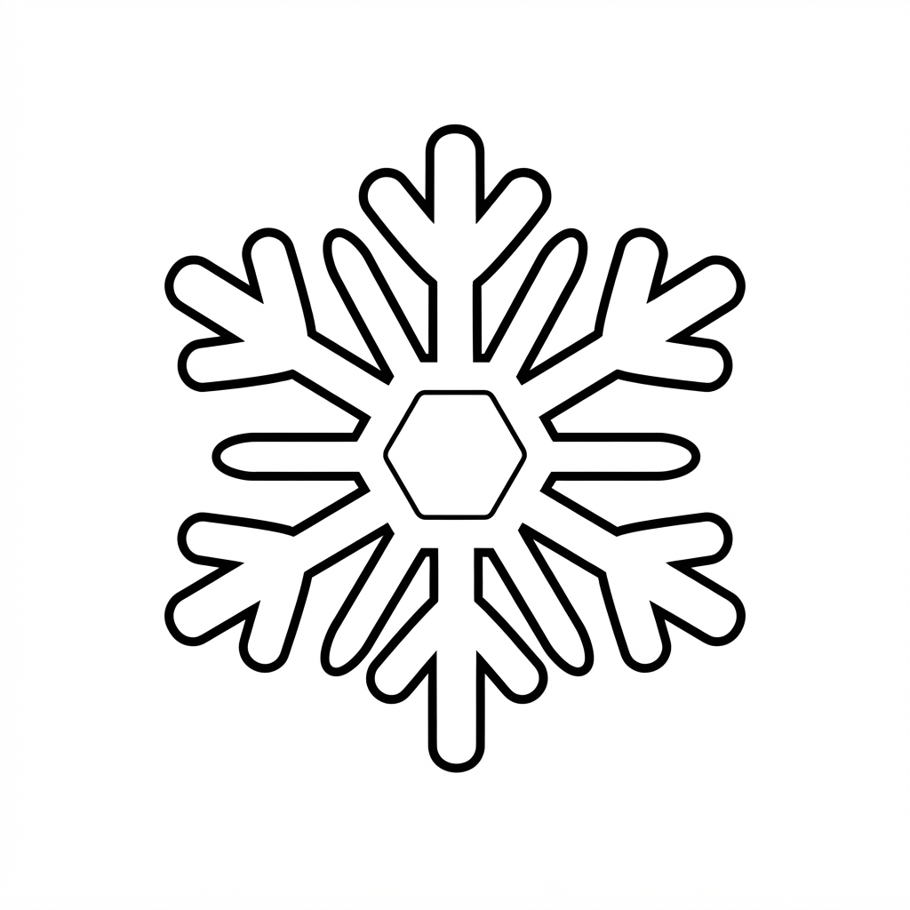 Easy Snowflake Coloring Page — Simple Outline Design