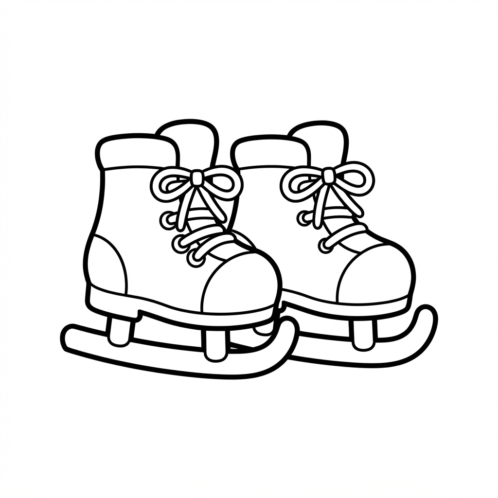 Easy Ice Skating Coloring Page — Pair of Ice Skates