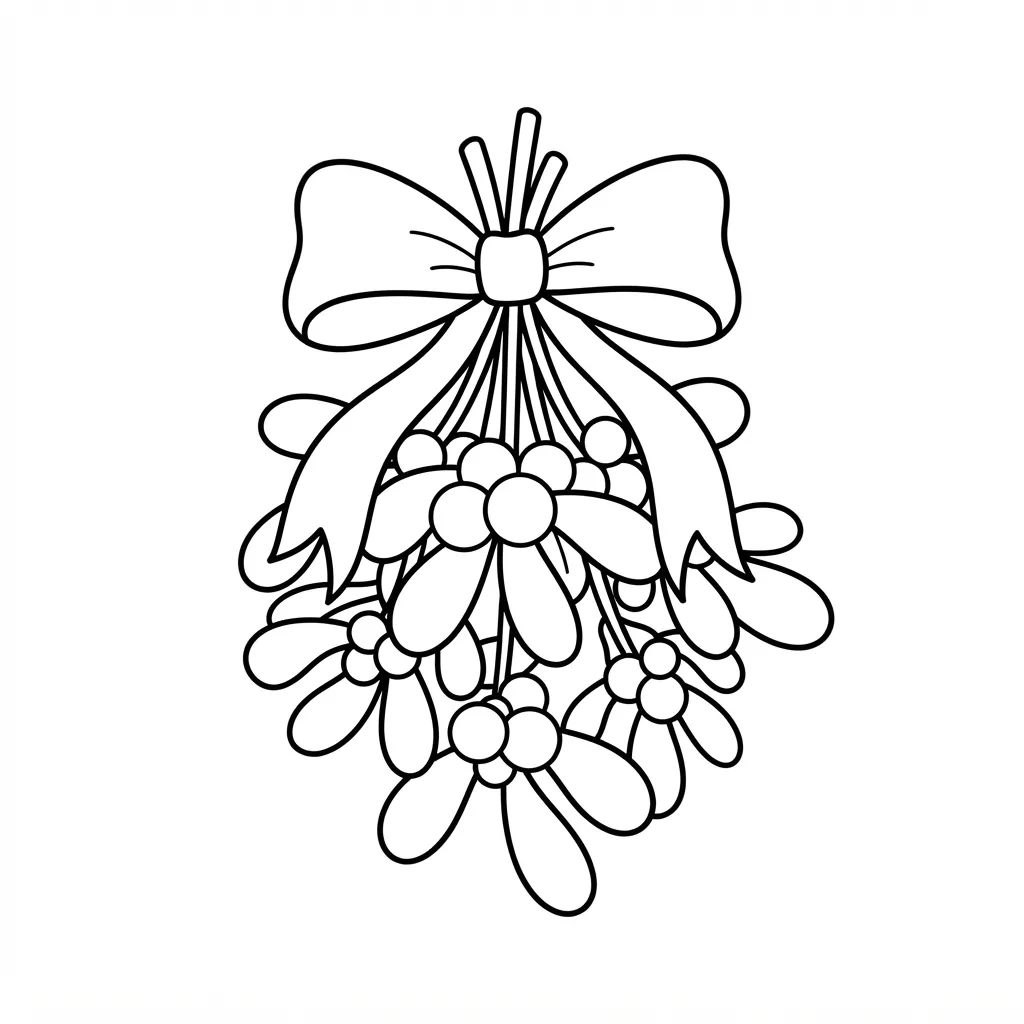 Easy Mistletoe Coloring Page — Tied With a Ribbon