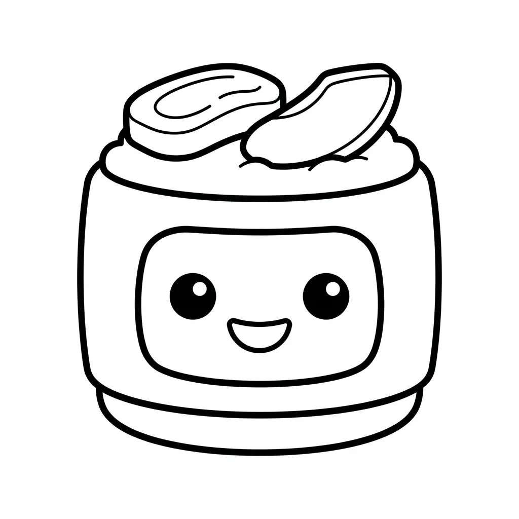 Easy Kawaii Food Coloring Page — Kawaii Roll with Cute Face