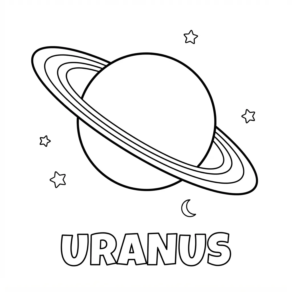 Planet Coloring Page — Uranus with Thin Rings
