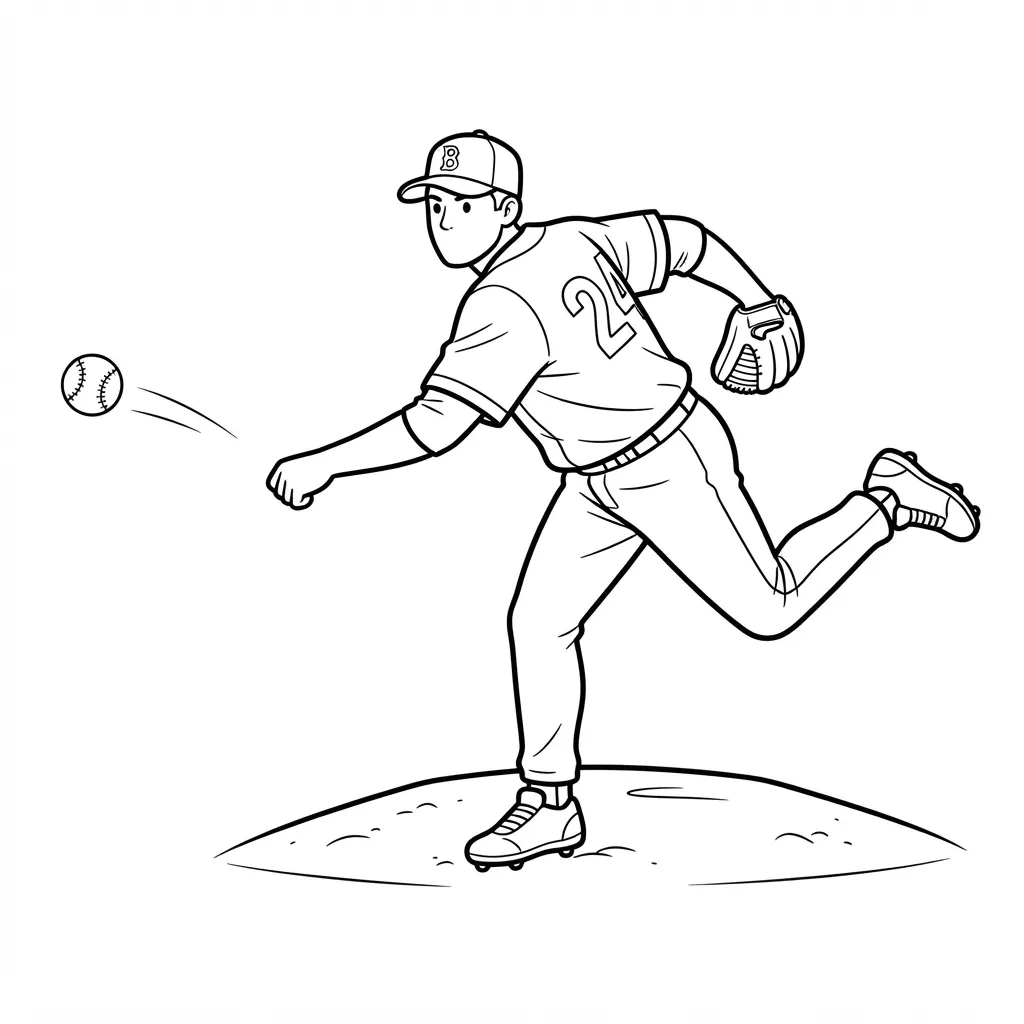 Baseball Player Coloring Page — Pitching From the Mound