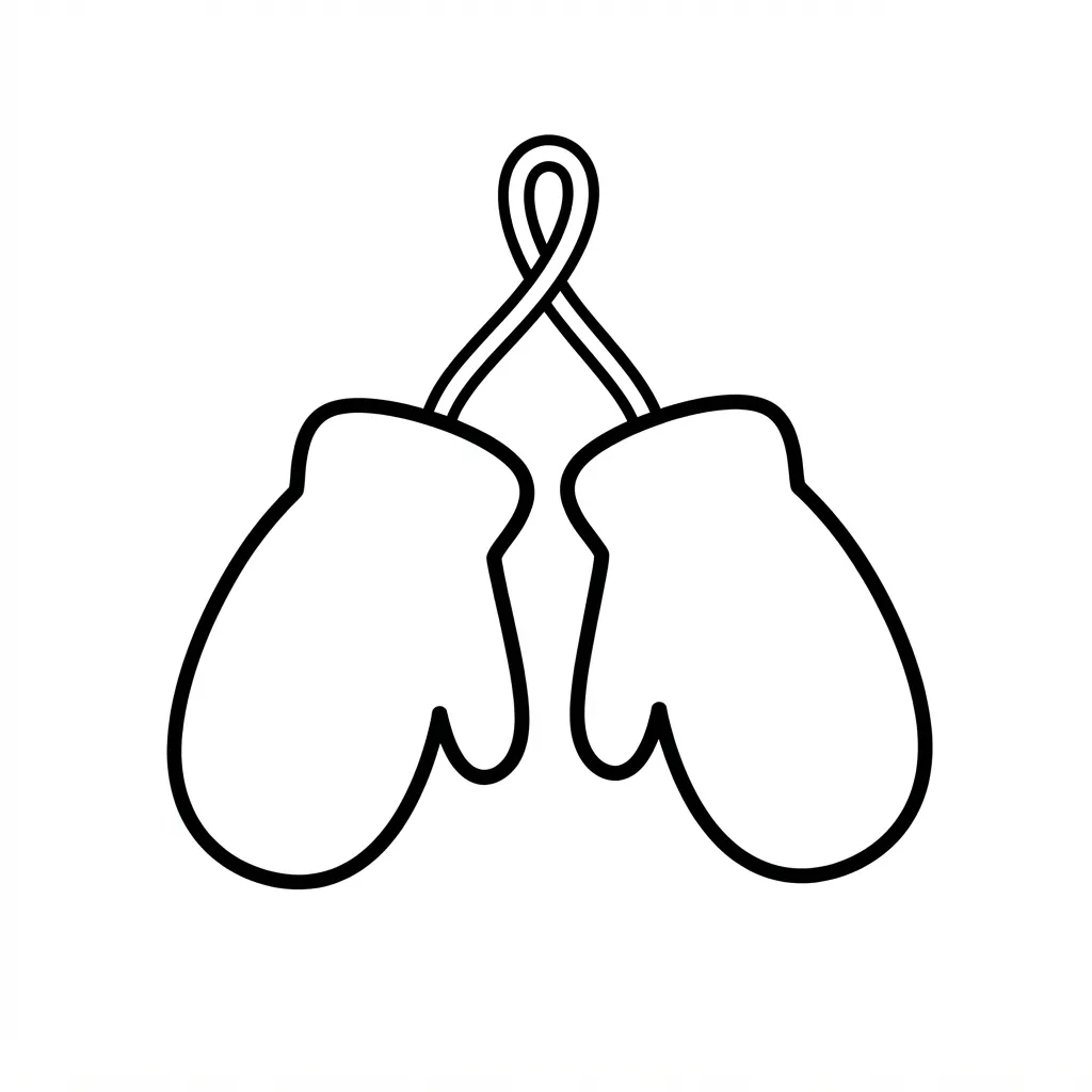 Easy Mitten Coloring Page — Pair of Mittens on a String