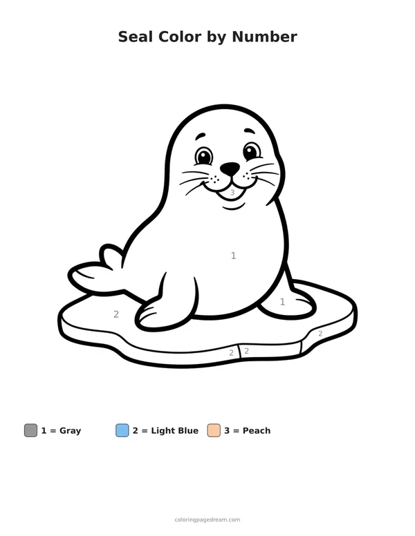 Seal Color by Number printable page — Smiling on an Ice Floe