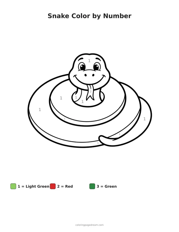 Snake Color by Number printable page — Coiled Up With a Smile