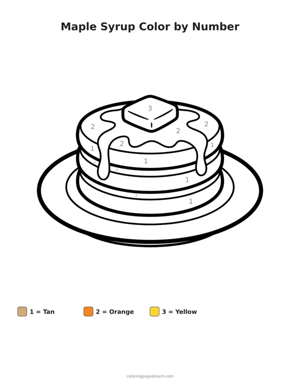 Maple Syrup Color by Number printable page — Stack With Melting Butter