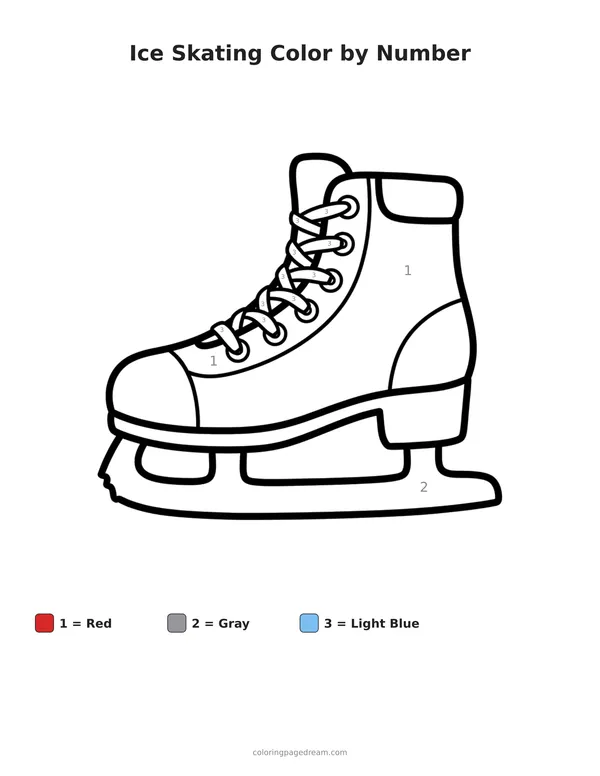 Ice Skating Color by Number printable page — Single Boot with a Blade