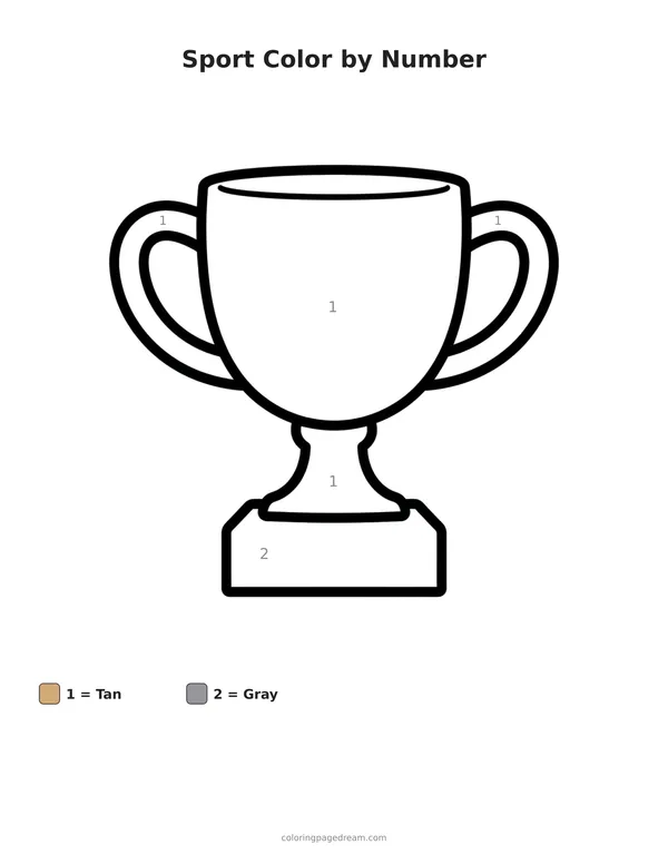 Sport Color by Number printable page — Simple Cup With Two Handles