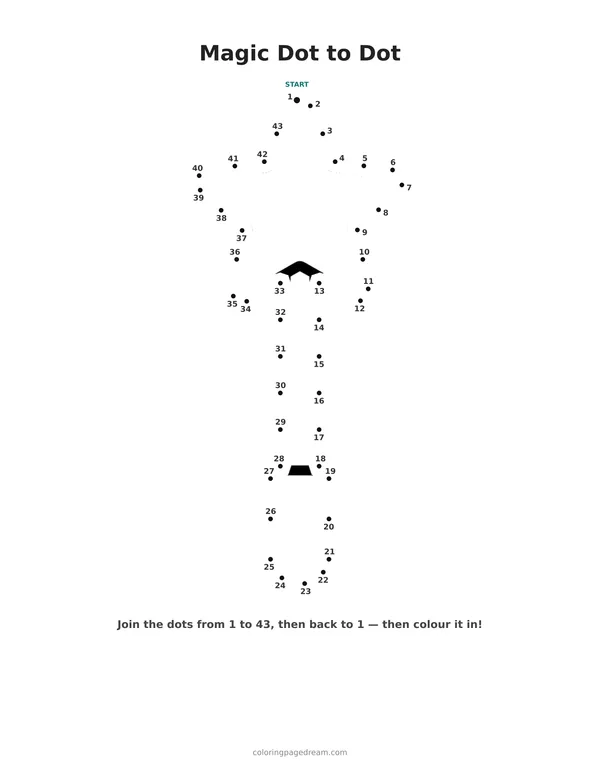 Magic Dot to Dot printable page — Big Star on Top