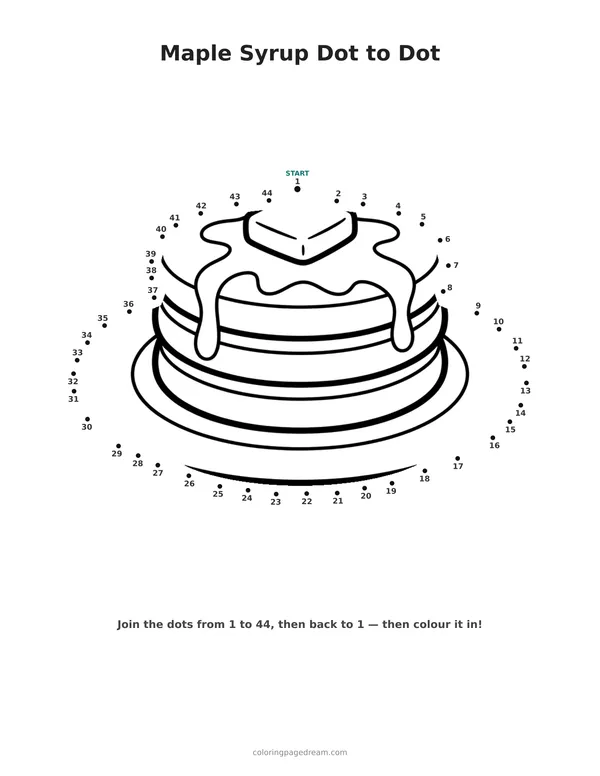 Maple Syrup Dot to Dot printable page — Stack With Melting Butter