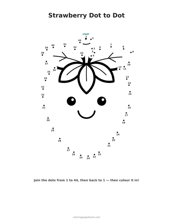 Strawberry Dot to Dot printable page — Cute With Happy Face