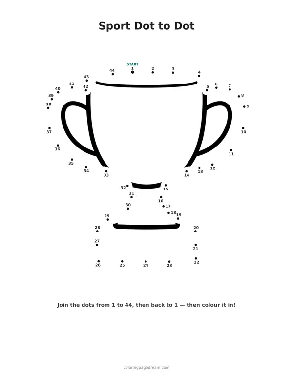 Sport Dot to Dot printable page — Simple Cup With Two Handles