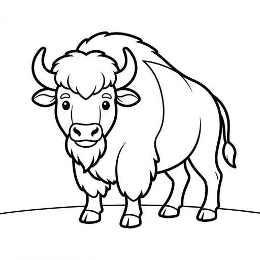 Easy Bison Coloring Page — Friendly Standing Buffalo