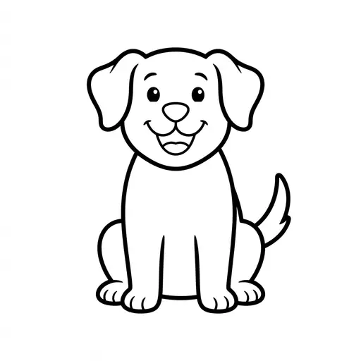 Easy Dog Coloring Page — Sitting with Floppy Ears