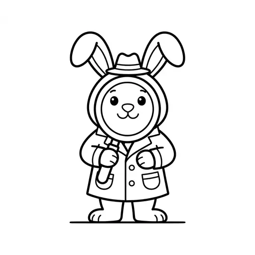 Easy Detective Coloring Page — Detective Wearing a Trench Coat