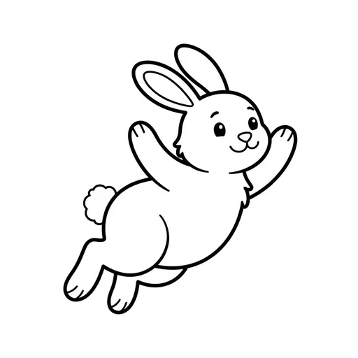Easy Bunny Coloring Page — Hopping with Paws in the Air