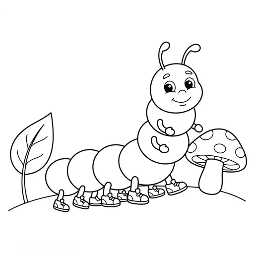 Caterpillar Coloring Page — Wearing Tiny Shoes By Mushroom
