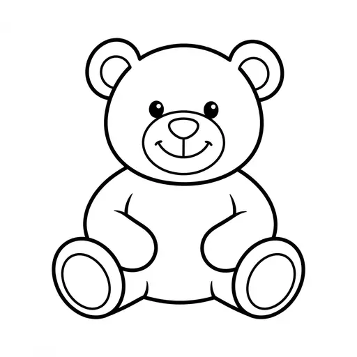 Easy Bear Coloring Page — Sitting with a Big Smile