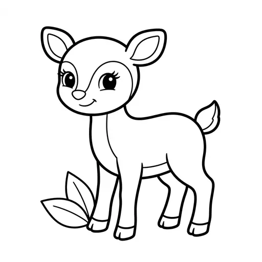 Easy Deer Coloring Page — Cute Baby Deer With Big Eyes
