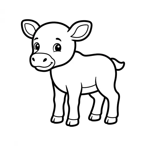 Easy Elk Coloring Page — Cute Baby Standing
