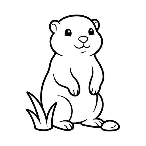 Easy Prairie Dog Coloring Page — Cute Baby Standing in Grass