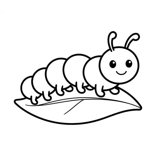 Easy Caterpillar Coloring Page — Crawling on a Leaf