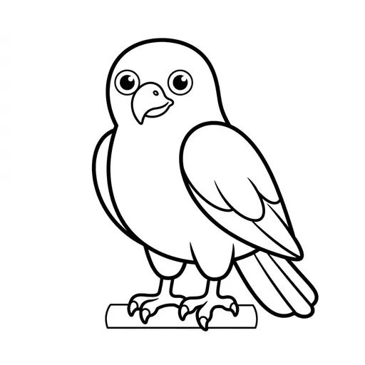 Easy Falcon Coloring Page — Perched on a Branch