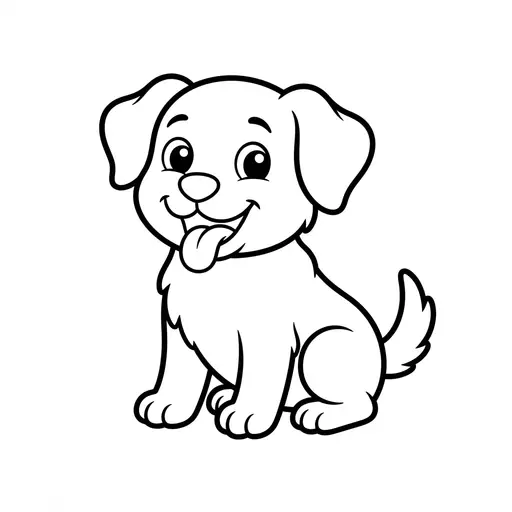 Easy Dog Coloring Page — Sitting with Tongue Out