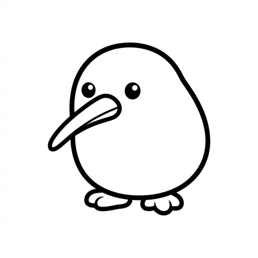 Easy Kiwi Coloring Page — Cute Round Character
