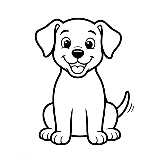 Easy Dalmatian Coloring Page — Happy Puppy Sitting Down