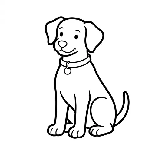 Easy Dalmatian Coloring Page — Sitting with a Collar