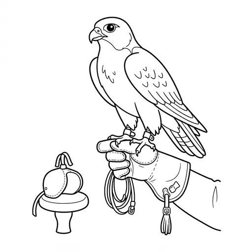 Falcon Coloring Page — Perched on a Glove