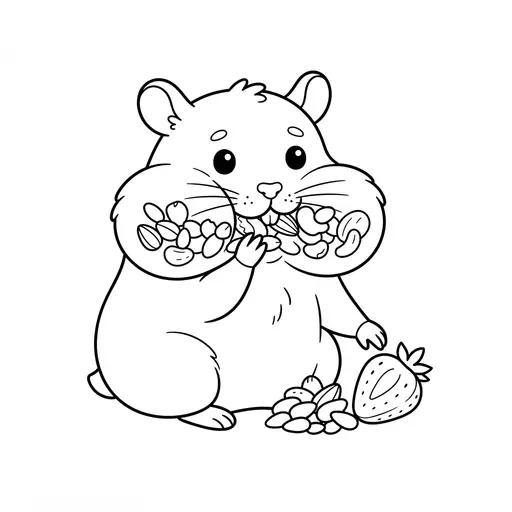 Hamster Coloring Page — Stuffing Cheeks With Food