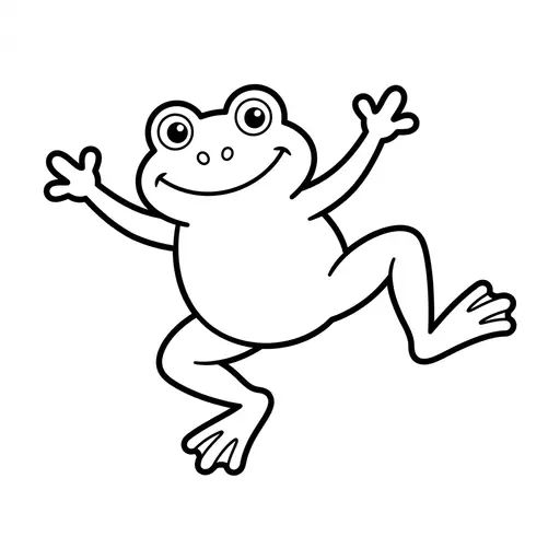 Easy Frog Coloring Page — Happy Frog Jumping with Its Legs Out
