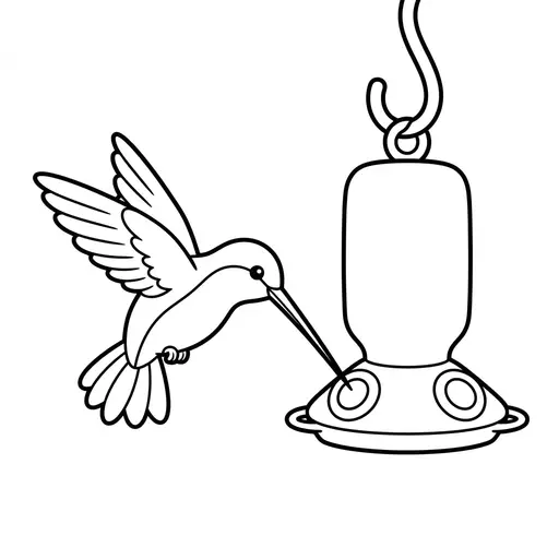 Hummingbird Coloring Page — Hovering At A Feeder
