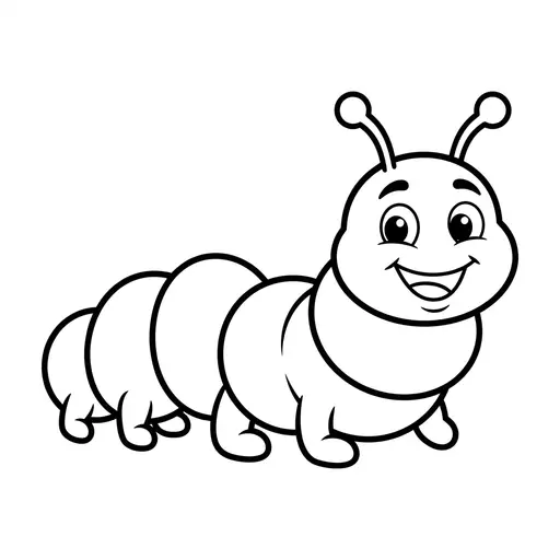 Easy Caterpillar Coloring Page — Friendly Face And Segmented Body