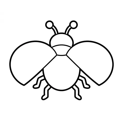 Easy Ladybug Coloring Page — With Open Wings