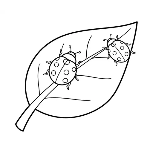 Ladybug Coloring Page — Crawling on a Leaf