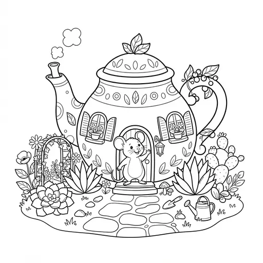 Mouse Coloring Page for Adults — Living in a Teapot House