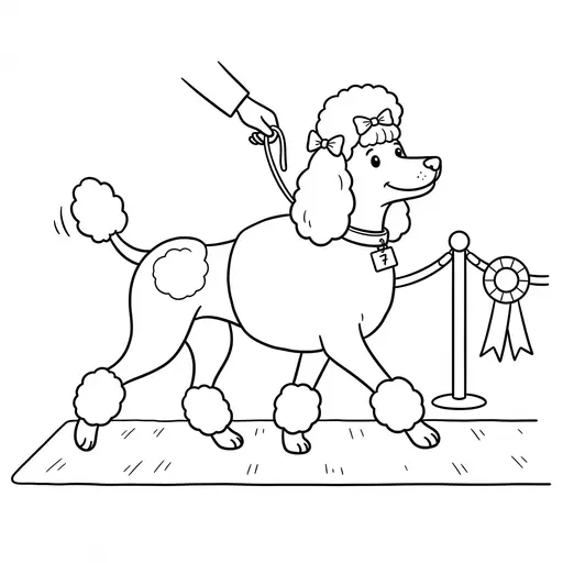 Poodle Coloring Page — Walking Proudly in a Dog Show