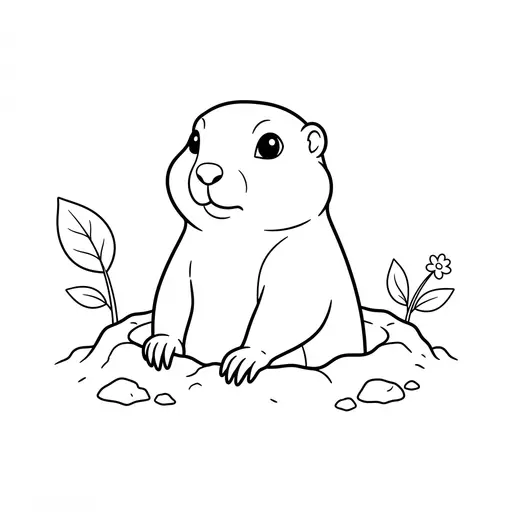 Prairie Dog Coloring Page — Peeking Out Of Its Burrow