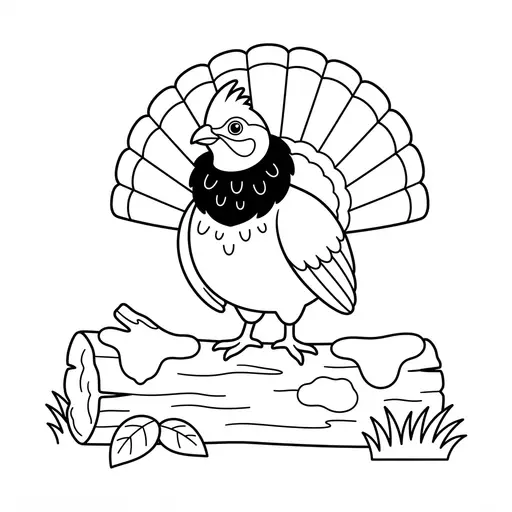 Bird Coloring Page — Standing on a Log
