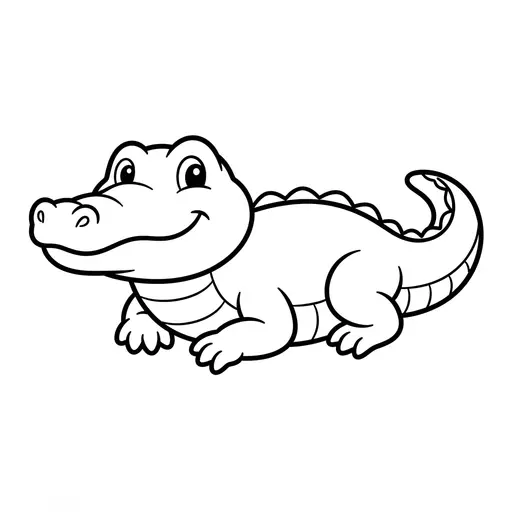 Easy Alligator Coloring Page — Smiling Baby Lying Down